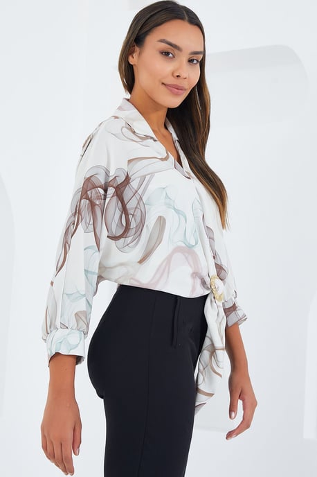 Bedrucktes Crop-Shirt mit Pompon-Detail - Image 2