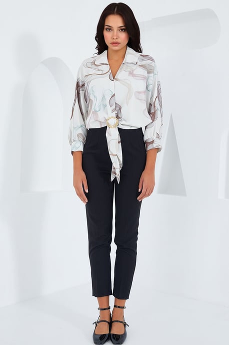 Bedrucktes Crop-Shirt mit Pompon-Detail - Image 3