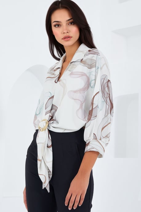 Bedrucktes Crop-Shirt mit Pompon-Detail - Image 4