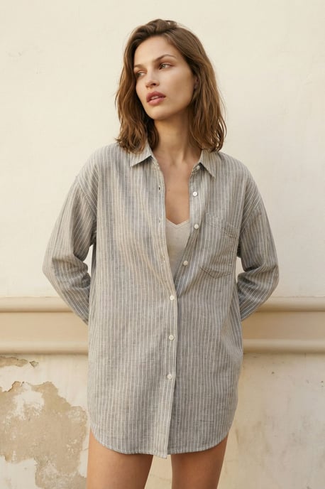 Übergroßes gestreiftes Button-Up Hemd - Image 4