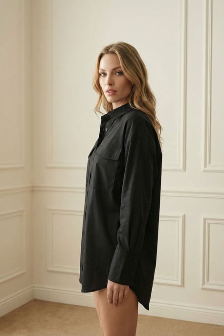 Oversized Langarmshirt aus Baumwolle mit Tasche - Image 2