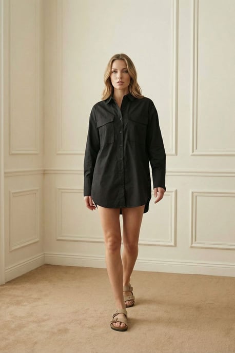 Oversized Langarmshirt aus Baumwolle mit Tasche - Image 4
