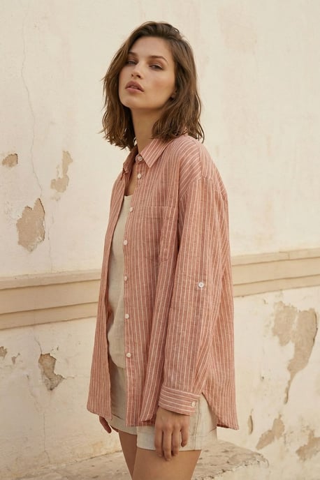 Übergroßes gestreiftes Button-Up Hemd - Image 6