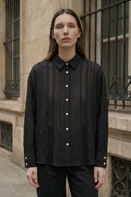 Strukturierte gewobene Langarm-Button-Up-Hemd - Image 2