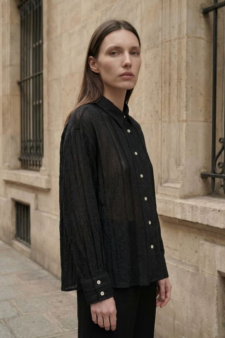 Strukturierte gewobene Langarm-Button-Up-Hemd - Image 3