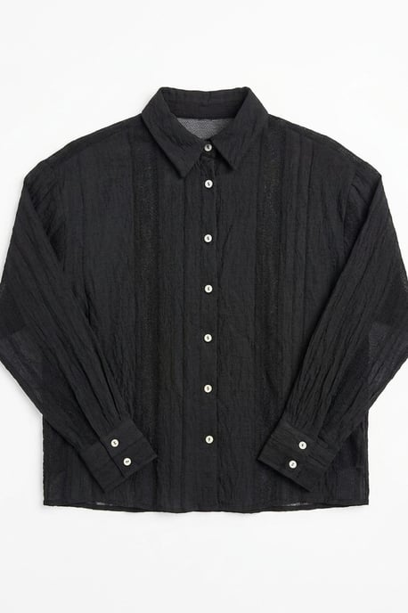Strukturierte gewobene Langarm-Button-Up-Hemd - Image 4