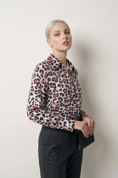 Leopardenmuster Langarmhemd mit Knopfleiste - Image 3
