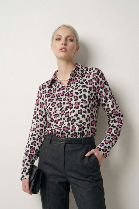 Leopardenmuster Langarmhemd mit Knopfleiste - Image 5