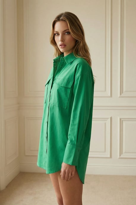 Übergroßes Langarm-Cotton-Shirt mit Tasche - Image 3