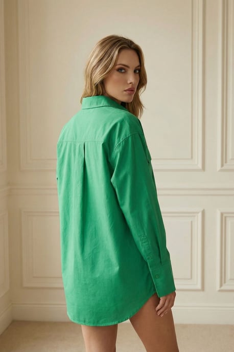Übergroßes Langarm-Cotton-Shirt mit Tasche - Image 4