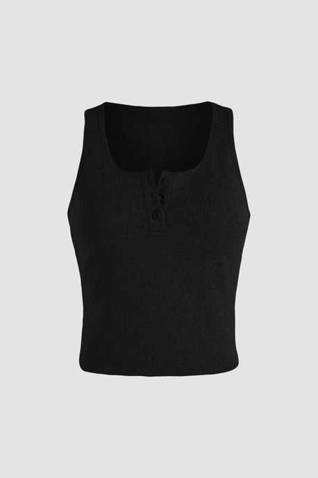 Basic-Button-Detailiert Cropped Top - Image 1