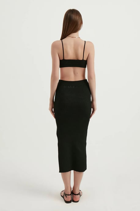 2 Teile: V-Ausschnitt Bodycon Crop Top & Hohe Taille Maxi mit Seitenschlitz - Image 4