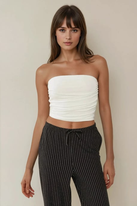 Trägerloses Rüschendrapierung Crop-Top - Image 3
