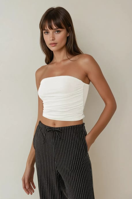 Trägerloses Rüschendrapierung Crop-Top - Image 4