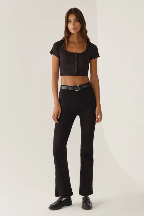 Poolkragen Knopf Crop-Top - Image 3