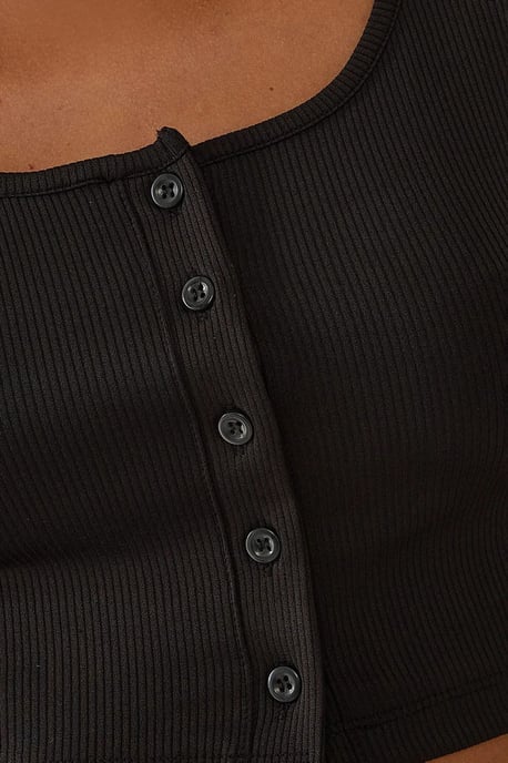 Poolkragen Knopf Crop-Top - Image 5