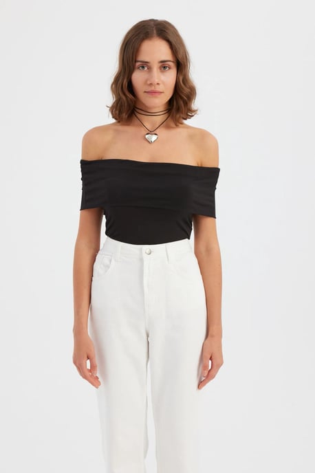 Schulterfreies Raffung Bodycon Crop Top - Image 4