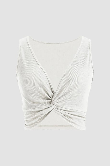 Geripptes Twist-Front-Crop-Top - Image 2