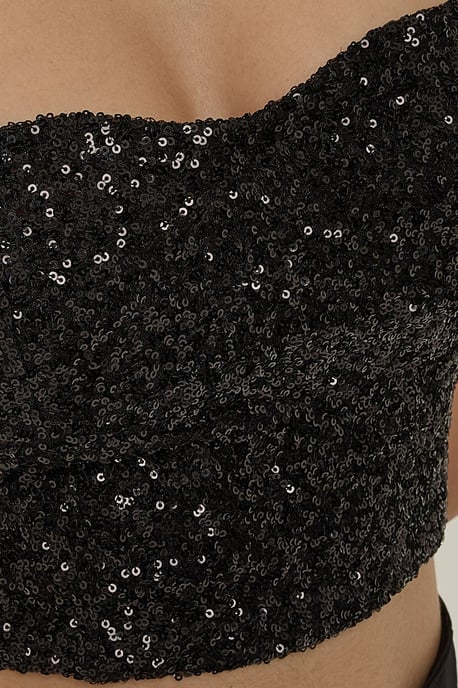 Herz-Kragen Pailletten Crop-Top - Image 5