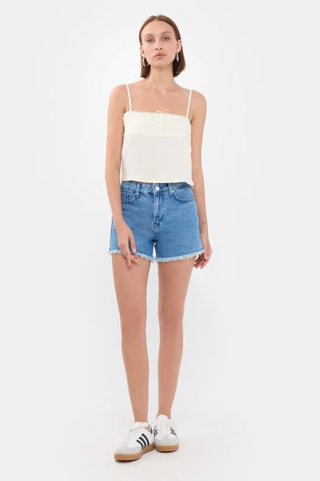 Gestreifter Quadrat-Ausschnitt Träger Crop-Top - Image 3