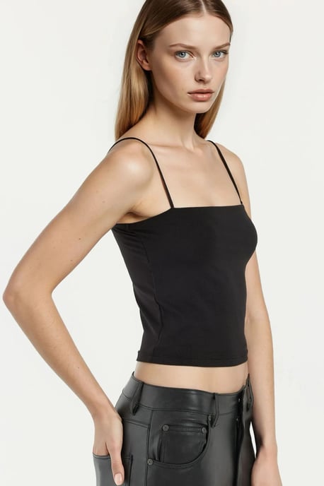 Rechteckiger Kragen Cropped Top - Image 3