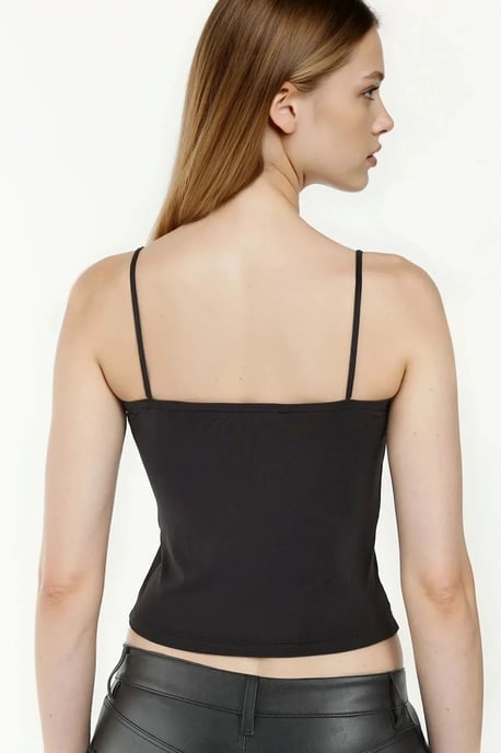 Rechteckiger Kragen Cropped Top - Image 4