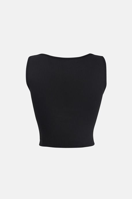 Solides Rippen-Twist-Front-Crop-Top - Image 4