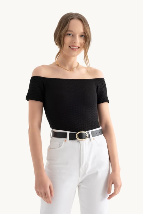 Schulterfreies Kurzarm-Crop-Top - Image 5