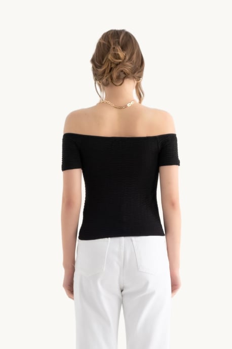 Schulterfreies Kurzarm-Crop-Top - Image 6