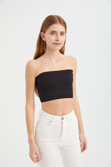 Trägerloses Basic-Crop-Top - Image 2