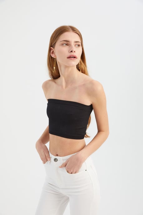 Trägerloses Basic-Crop-Top - Image 3