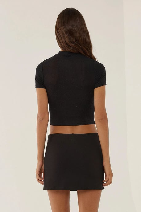 Tailliertes Halb-Polodach Strick-Crop-Top - Image 4
