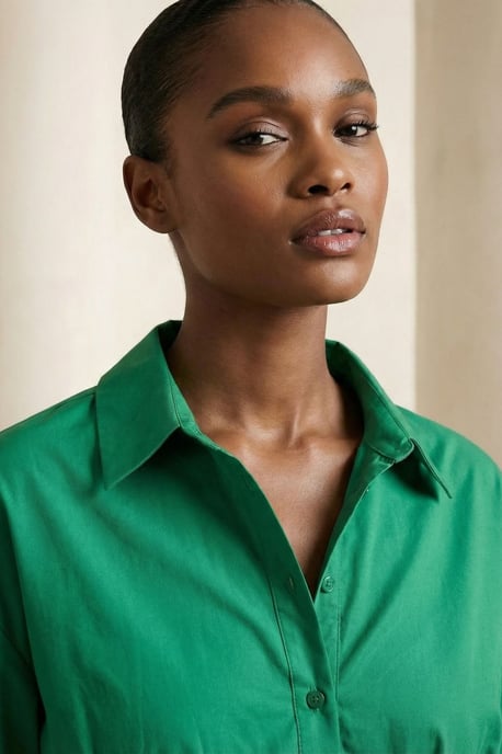 Lässiges Knopfleisten-Crop-Shirt - Image 4
