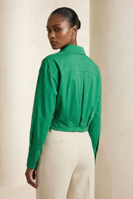 Lässiges Knopfleisten-Crop-Shirt - Image 5