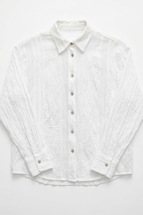 Strukturierte Gewebte Langarm-Bluse mit Knöpfen - Image 3