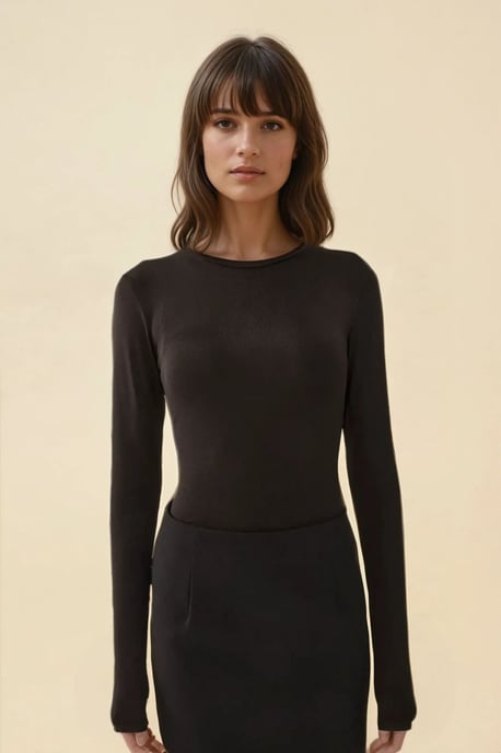 Slim Fit Rundhals Langarmshirt - Image 2