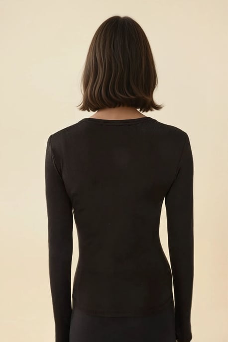 Slim Fit Rundhals Langarmshirt - Image 3