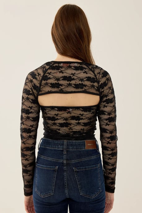 Slim Fit Langarmspitze Top - Image 4