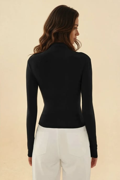 Hochkragen Bluse mit Drapierungsdetails - Image 3