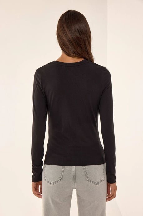 Hiccup Asymmetrisches Langarmshirt mit Rundhalsausschnitt - Schwarz - Image 5