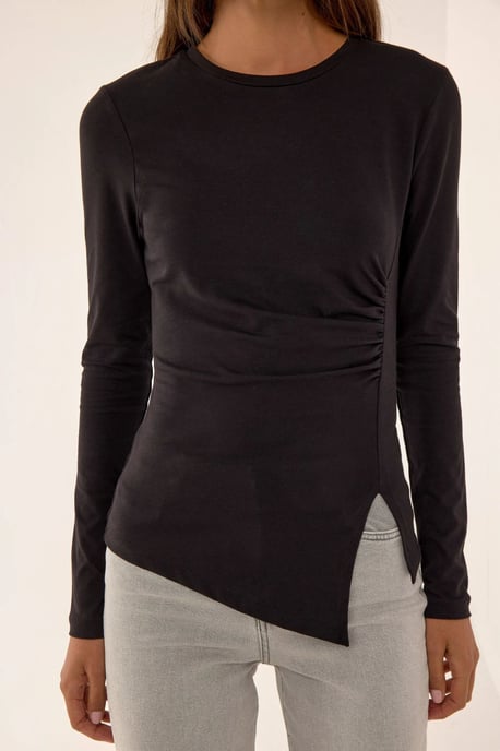 Hiccup Asymmetrisches Langarmshirt mit Rundhalsausschnitt - Schwarz - Image 6