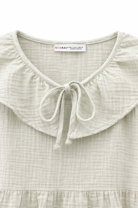Rüschen-Schalkragenbluse mit Schleifenverschluss - Image 2