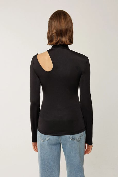 Hochgeschlossenes Cut-Out Slim-Fit-Bluse - Image 4