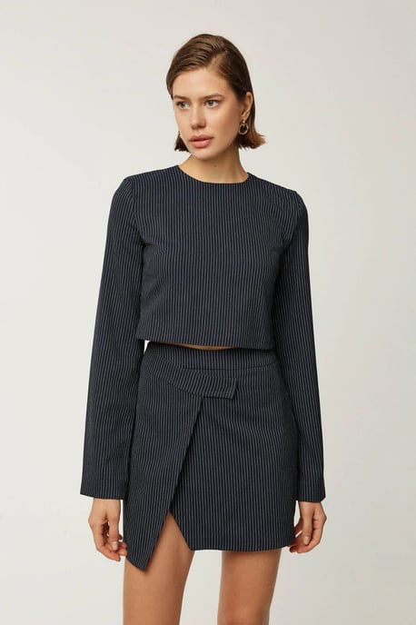Gestreifte Rundhalsbluse - Image 3
