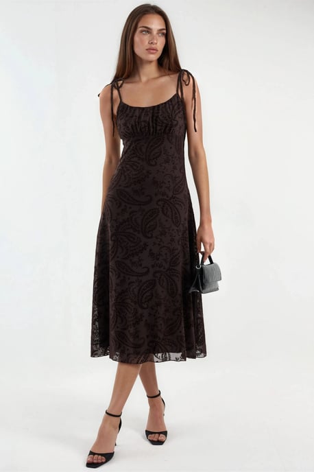 Blumiges A-Linien Tüll-Midikleid - Image 1