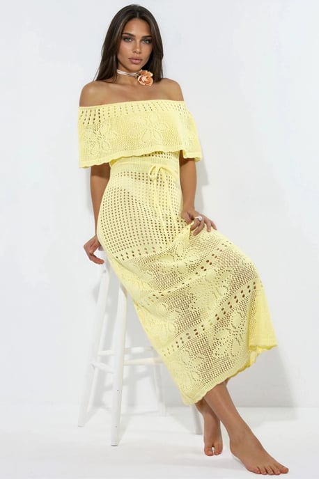 Strick Maxi Bardot Neck Strandkleid - Image 2