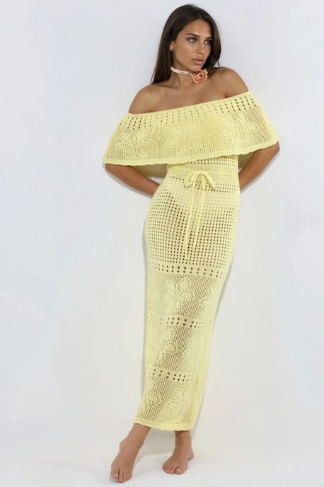 Strick Maxi Bardot Neck Strandkleid - Image 4