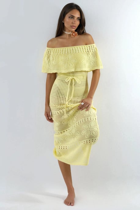 Strick Maxi Bardot Neck Strandkleid - Image 5