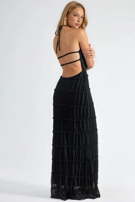 Halterneck Texturiertes Maxikleid - Image 3
