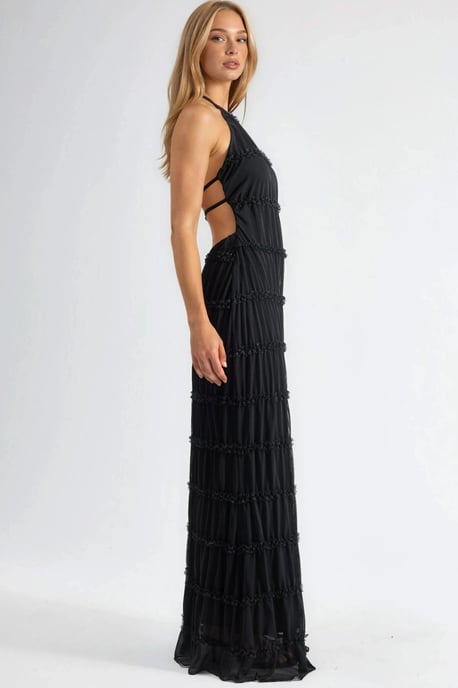Halterneck Texturiertes Maxikleid - Image 4